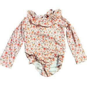 Serendipity Shrimp and Grits Girls One Piece Swimsuit Size 8 Boho Floral Beach
